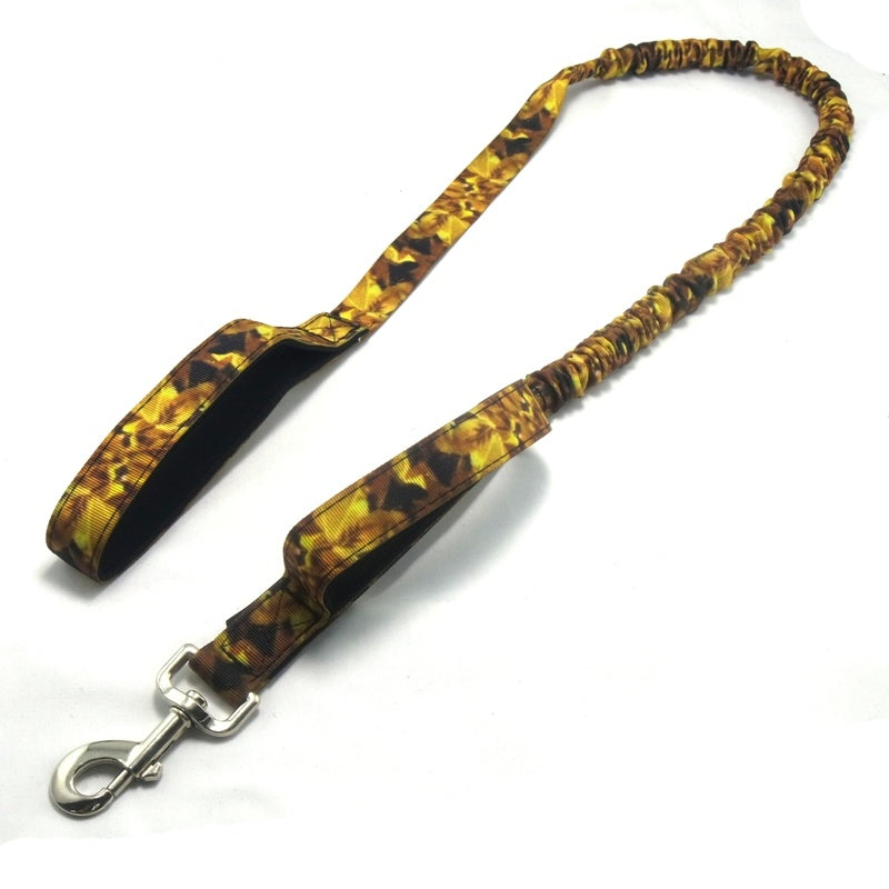 JMT-886474 Camouflage Elastic Drawstring Pet Leash - Durable Nylon and Diving Material, Scalable Design, Multiple Color Options