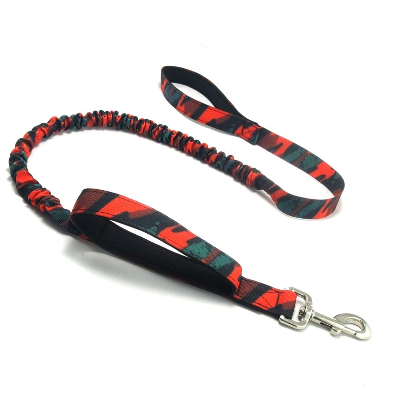 JMT-886474 Camouflage Elastic Drawstring Pet Leash - Durable Nylon and Diving Material, Scalable Design, Multiple Color Options
