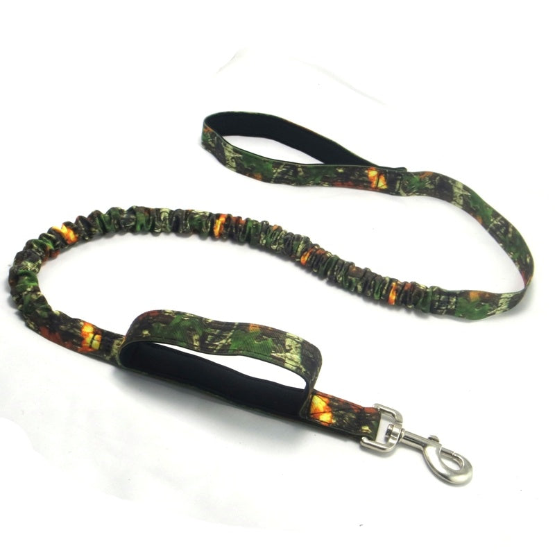 JMT-886474 Camouflage Elastic Drawstring Pet Leash - Durable Nylon and Diving Material, Scalable Design, Multiple Color Options