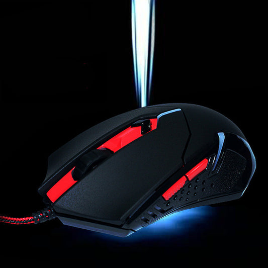 JMT-886602 Wired Optical Gaming Mouse with 2000 DPI, 6 Keys, and Ergonomic Design in Black and Red