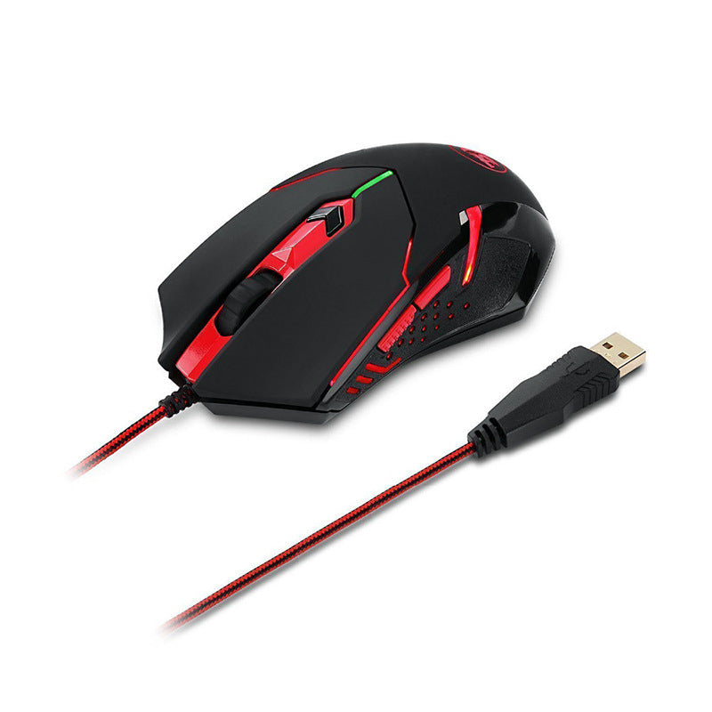 JMT-886602 Wired Optical Gaming Mouse with 2000 DPI, 6 Keys, and Ergonomic Design in Black and Red