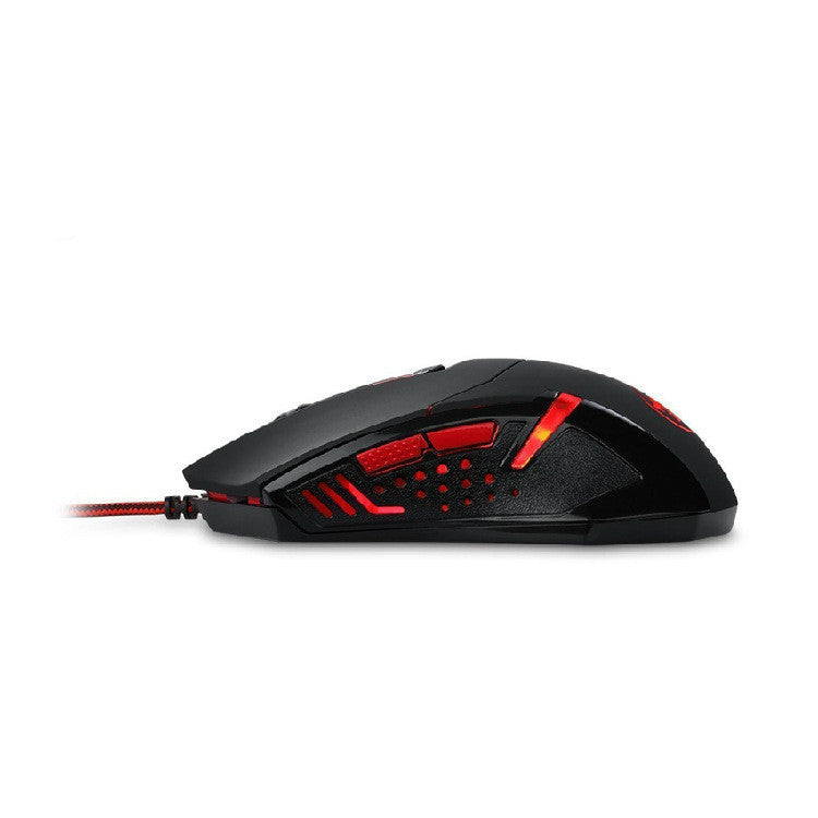 JMT-886602 Wired Optical Gaming Mouse with 2000 DPI, 6 Keys, and Ergonomic Design in Black and Red