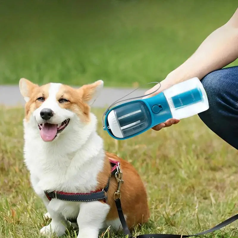 JMT-886666 Portable 3-in-1 Pet Water Bottle with Food Compartment and Waste Bag Holder