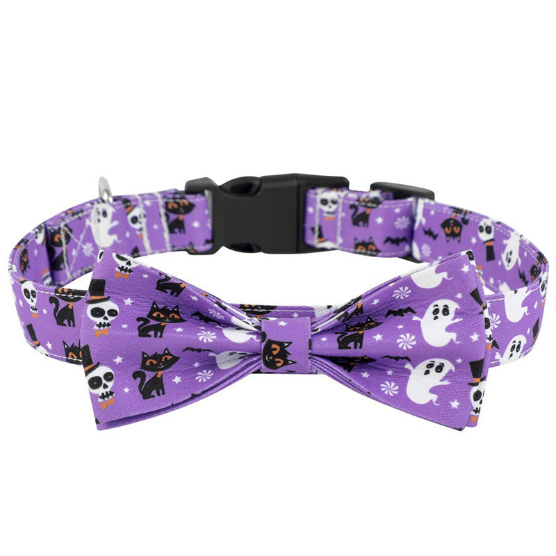JMT-886794 Cartoon Pattern Dog Collars in Yellow, Purple, Black, and White - Available in Sizes S, M, and L