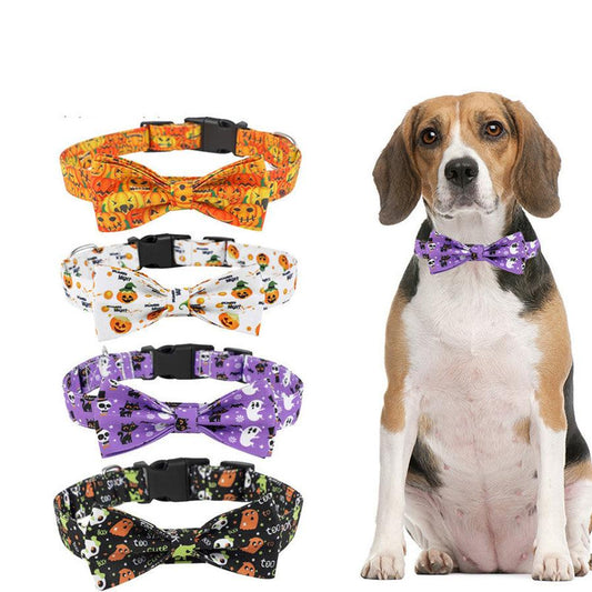 JMT-886794 Cartoon Pattern Dog Collars in Yellow, Purple, Black, and White - Available in Sizes S, M, and L