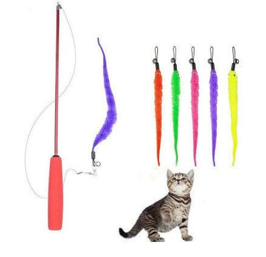 JMT-887114 Telescopic Cat Stick with Plush Toy - Extendable to 98cm, Fiberglass Material