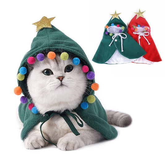 JMT-887754 Cozy Velvet Halloween Cloak for Cats in Red and Green Sizes S, M, L