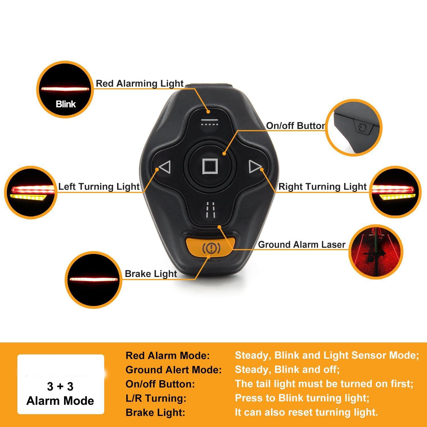 JMT-888202 Remote Control Tail Light for Bicycles - Enhanced Visibility and Safety