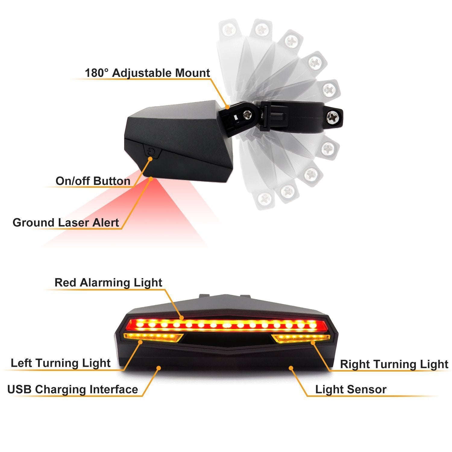 JMT-888202 Remote Control Tail Light for Bicycles - Enhanced Visibility and Safety