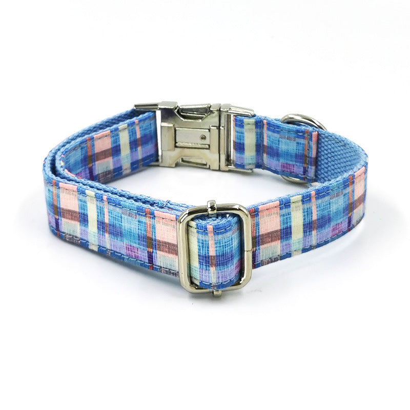 JMT-888458 Plaid Print Dog Collar with Matching Bow Tie Set