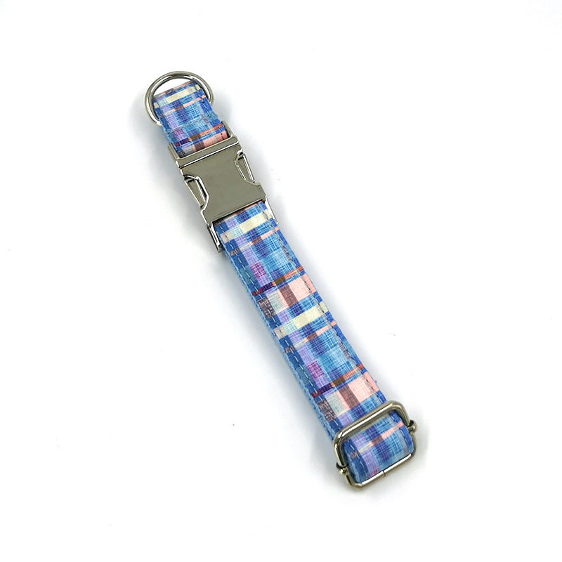 JMT-888458 Plaid Print Dog Collar with Matching Bow Tie Set