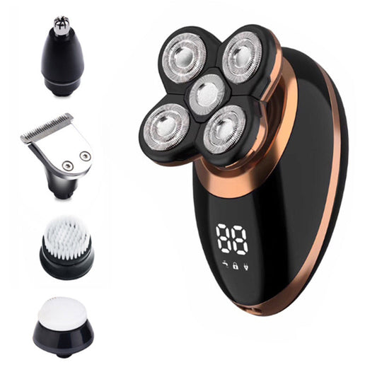 JMT-888522 USB Rechargeable 5-in-1 Electric Shaver with LCD Display and Waterproof Design