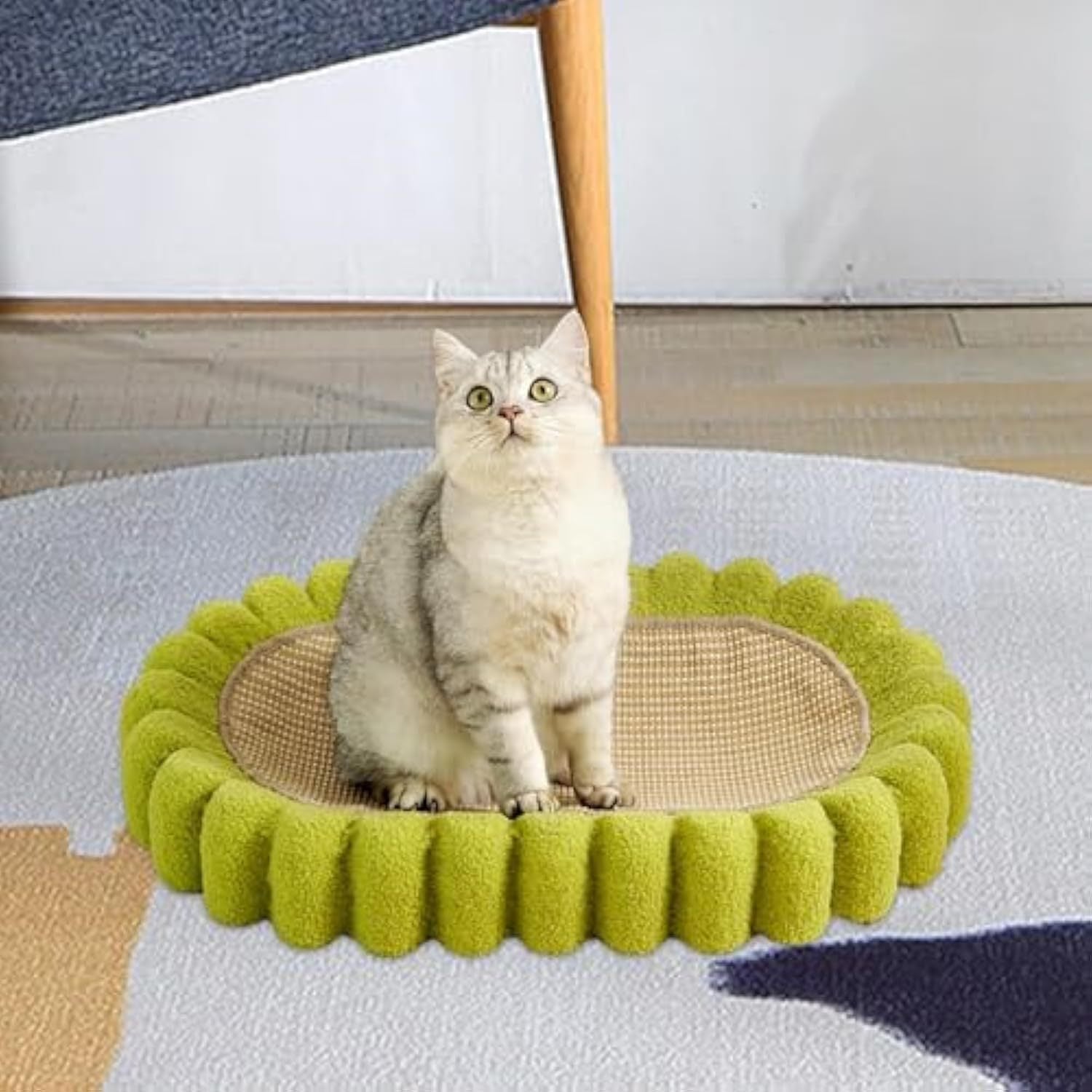 JMT-888586 Oval Cat Scratcher and Lounge Bed - Spacious Cardboard Kitty Scratching Pad for Indoor Cats