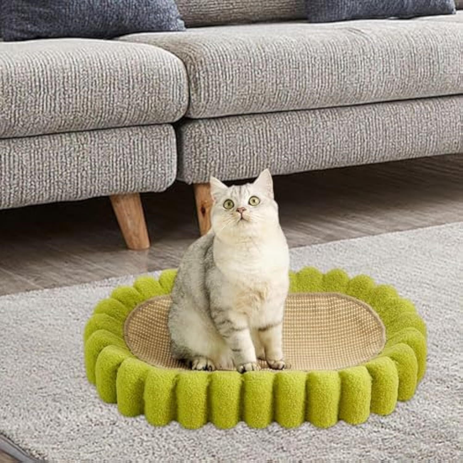 JMT-888586 Oval Cat Scratcher and Lounge Bed - Spacious Cardboard Kitty Scratching Pad for Indoor Cats