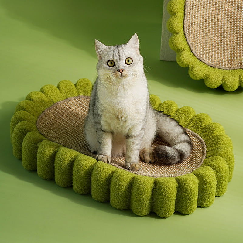 JMT-888586 Oval Cat Scratcher and Lounge Bed - Spacious Cardboard Kitty Scratching Pad for Indoor Cats