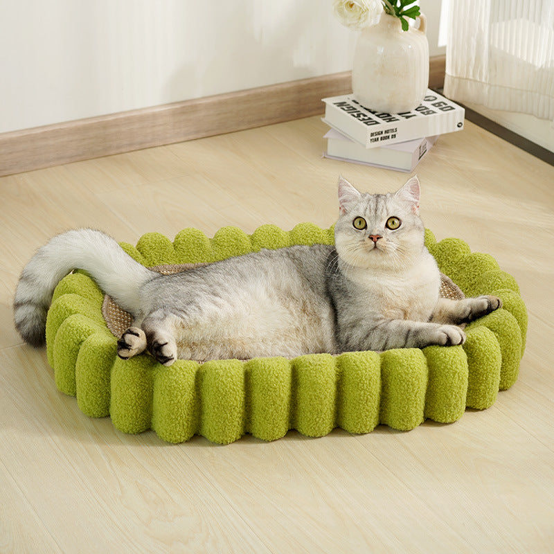JMT-888586 Oval Cat Scratcher and Lounge Bed - Spacious Cardboard Kitty Scratching Pad for Indoor Cats