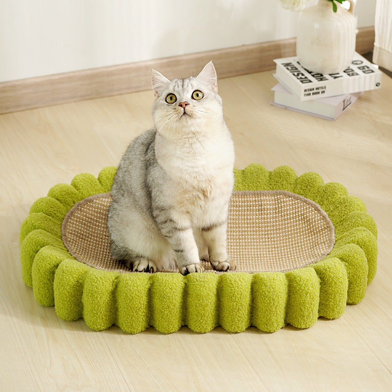 JMT-888586 Oval Cat Scratcher and Lounge Bed - Spacious Cardboard Kitty Scratching Pad for Indoor Cats