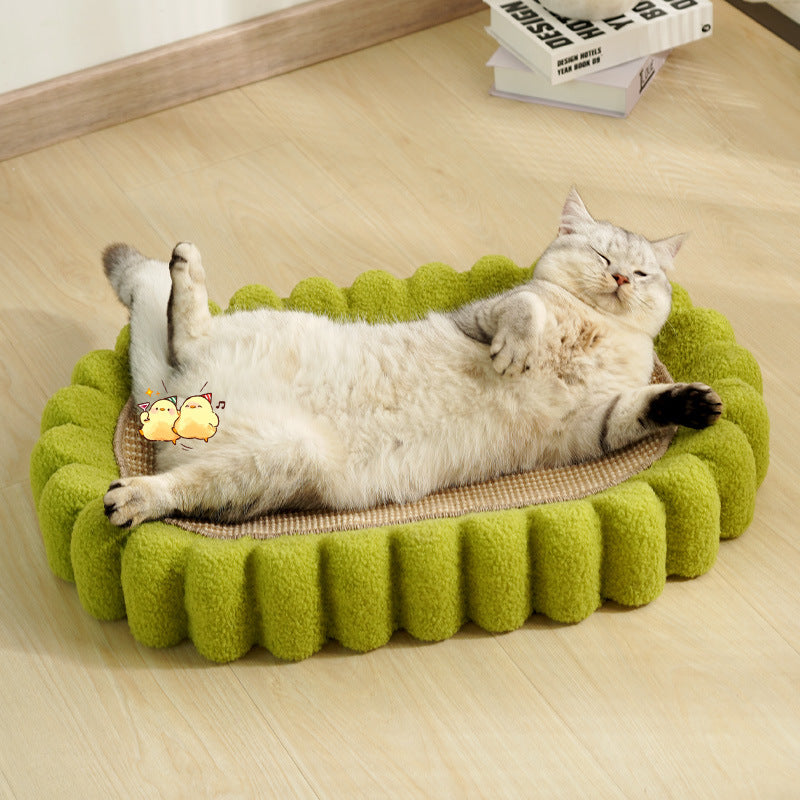 JMT-888586 Oval Cat Scratcher and Lounge Bed - Spacious Cardboard Kitty Scratching Pad for Indoor Cats