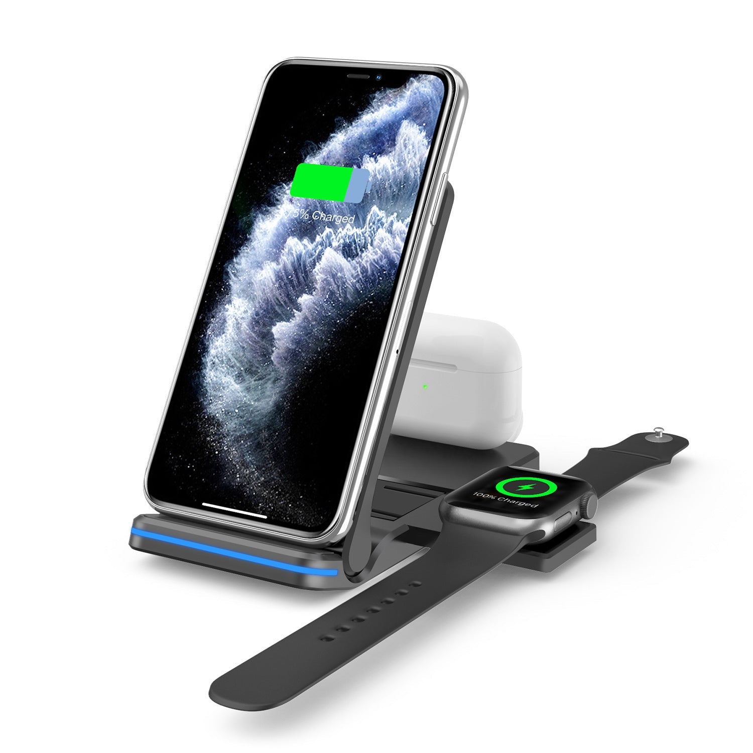 JMT-888970 Wireless Folding Charging Station for Mobile Phones and Headphones - 15W Output, Type-C Interface, Portable Design