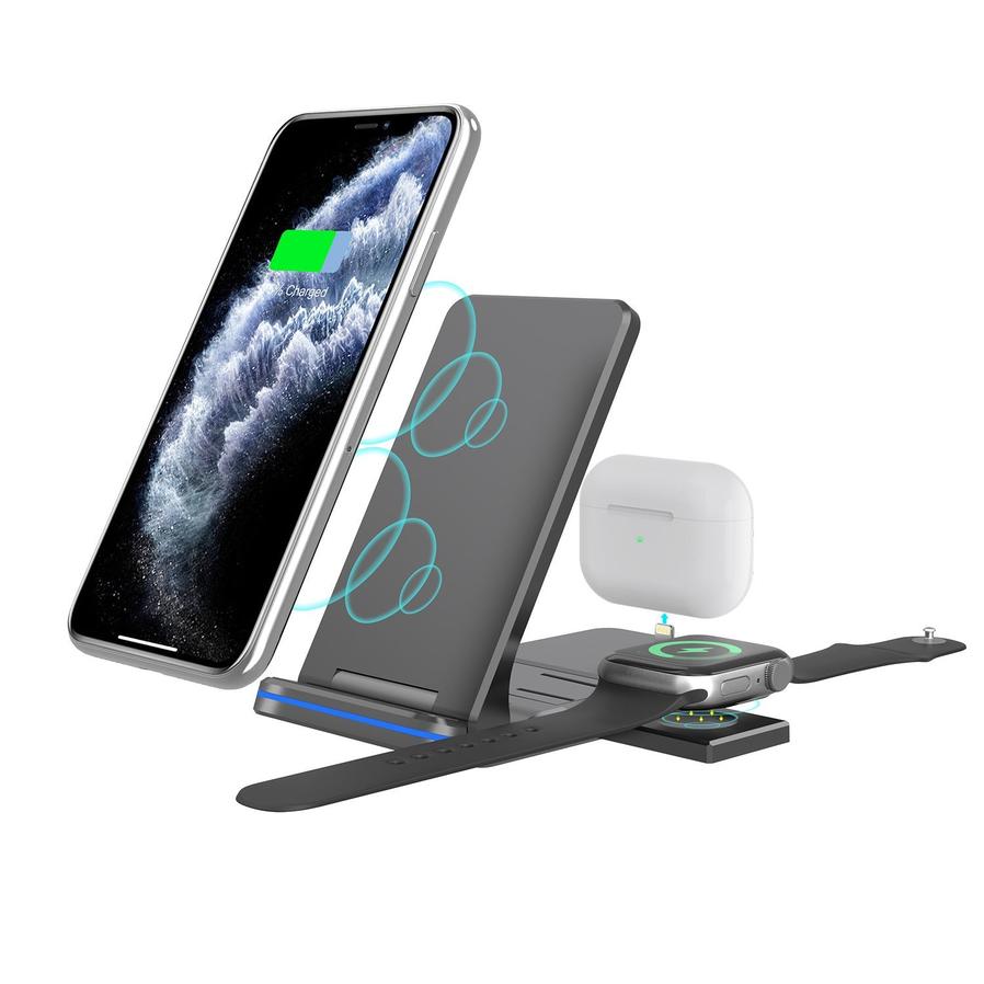 JMT-888970 Wireless Folding Charging Station for Mobile Phones and Headphones - 15W Output, Type-C Interface, Portable Design