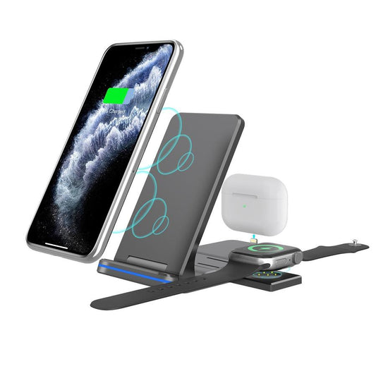 JMT-888970 Wireless Folding Charging Station for Mobile Phones and Headphones - 15W Output, Type-C Interface, Portable Design