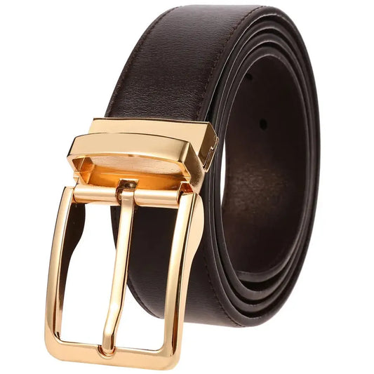 JMT-889034 Stylish Adjustable Genuine Leather Dress Belt with Buckle Pin Design for Men