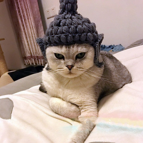 JMT-889098 Cute Knitting Wool Cat Hat for Pets - Available in Multiple Sizes