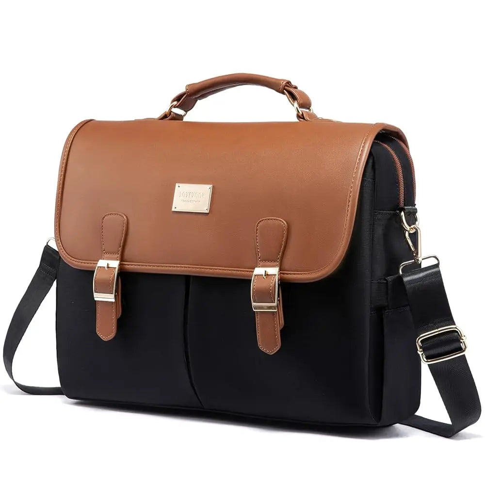 JMT-889098 Large Canvas Computer Work Bag for Women, Stylish Shoulder Handbag and 15.6in Laptop Briefcase