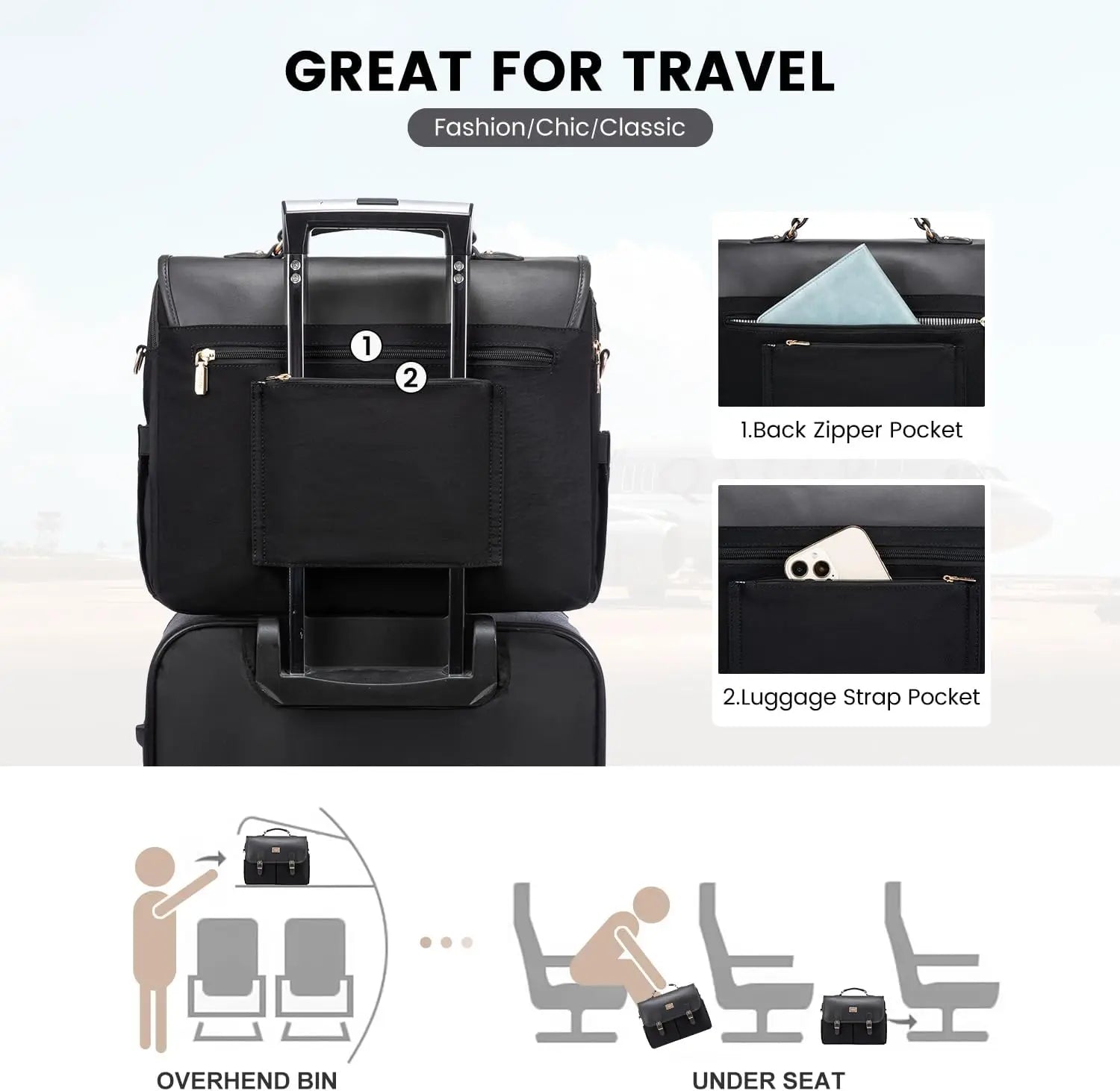 JMT-889098 Large Canvas Computer Work Bag for Women, Stylish Shoulder Handbag and 15.6in Laptop Briefcase