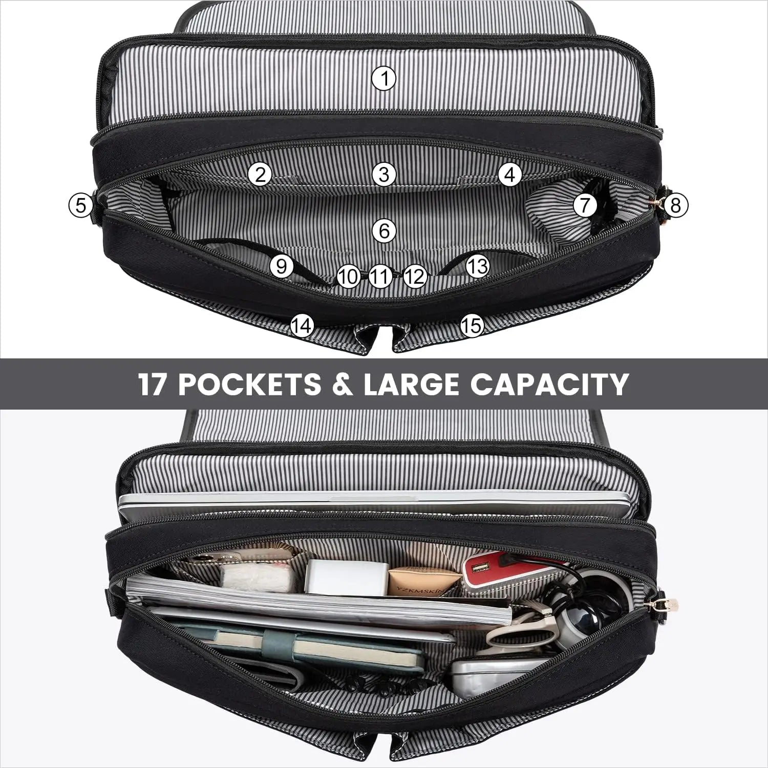 JMT-889098 Large Canvas Computer Work Bag for Women, Stylish Shoulder Handbag and 15.6in Laptop Briefcase