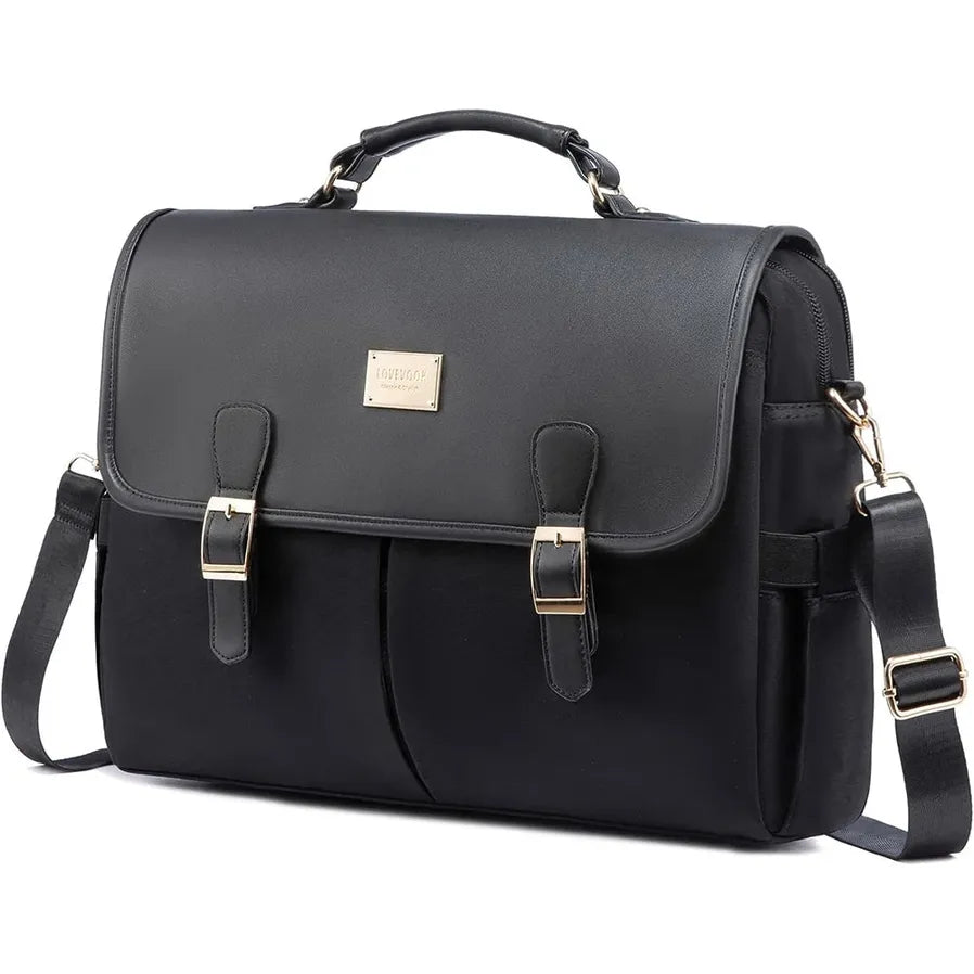 JMT-889098 Large Canvas Computer Work Bag for Women, Stylish Shoulder Handbag and 15.6in Laptop Briefcase