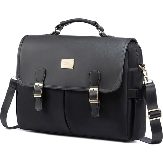 JMT-889098 Large Canvas Computer Work Bag for Women, Stylish Shoulder Handbag and 15.6in Laptop Briefcase