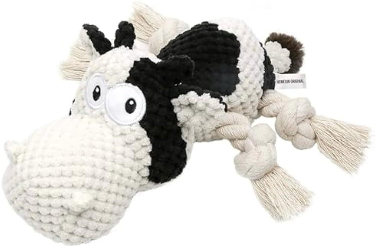 JMT-889418 Durable Cow Plush Dog Toy with Squeaker – Interactive Chew Toy for Small, Medium, and Large Dogs