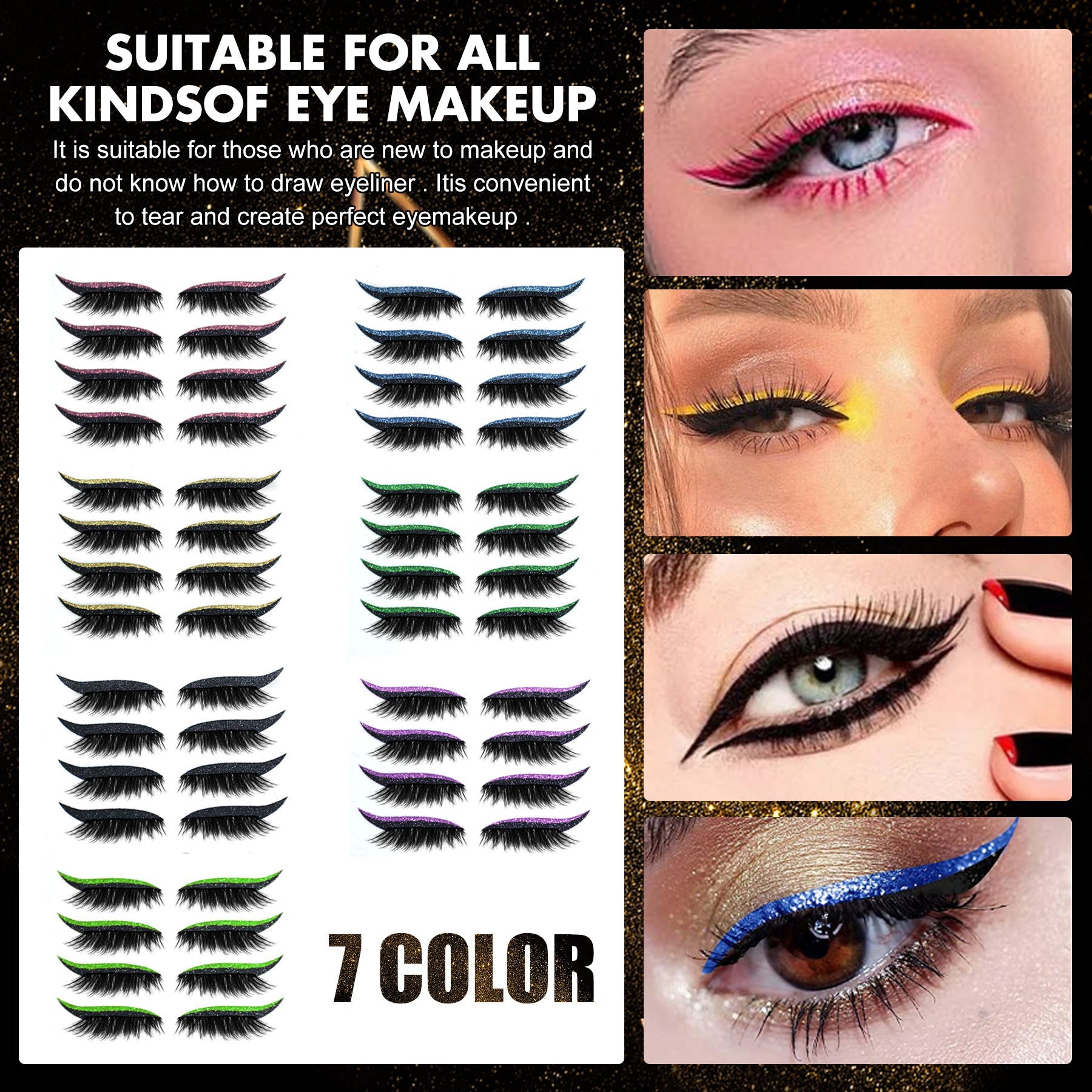 JMT-889546 Magnetic 3D False Eyelashes - 4 Pairs of Glue-free Self-adhesive Lashes in Various Colors