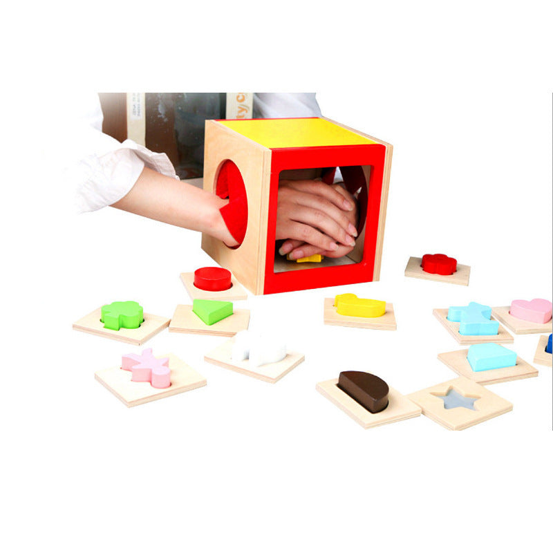 JMT-889610 Touch Box Wooden Tactile Training Puzzle for Sensory Development - 15.5 cm Size