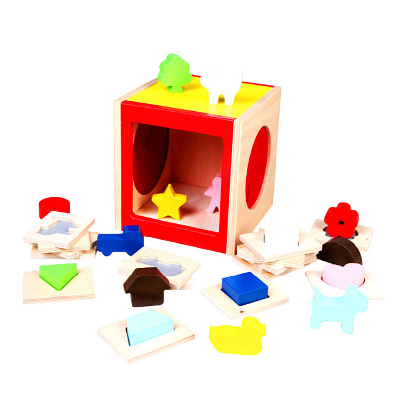 JMT-889610 Touch Box Wooden Tactile Training Puzzle for Sensory Development - 15.5 cm Size
