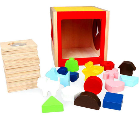 JMT-889610 Touch Box Wooden Tactile Training Puzzle for Sensory Development - 15.5 cm Size