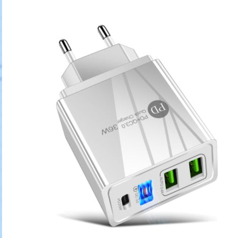 JMT-890122 Dual USB Fast Charge Travel Charger with PD Charging Head - 3000mA Output