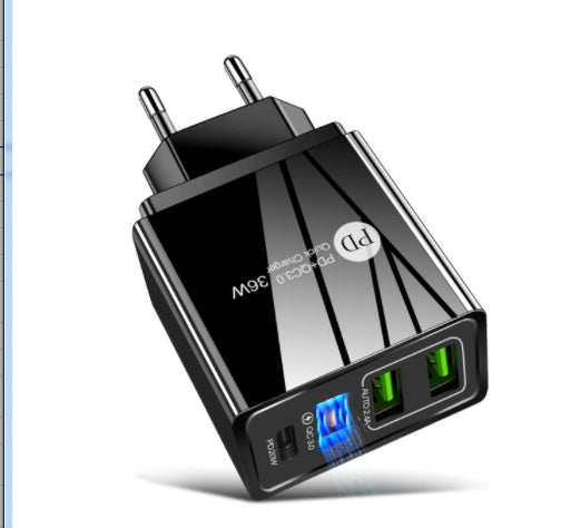 JMT-890122 Dual USB Fast Charge Travel Charger with PD Charging Head - 3000mA Output