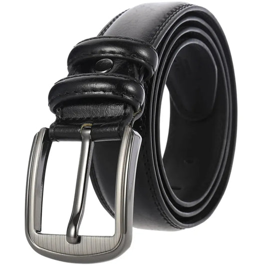 JMT-890186 Men's Vintage Leather Belt with Punch Pin Buckle and Hole Design