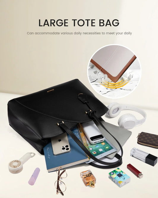 JMT-890250 Trendy 15.6in PU Shoulder Bag for Women - Stylish Luxury Tote Handbag