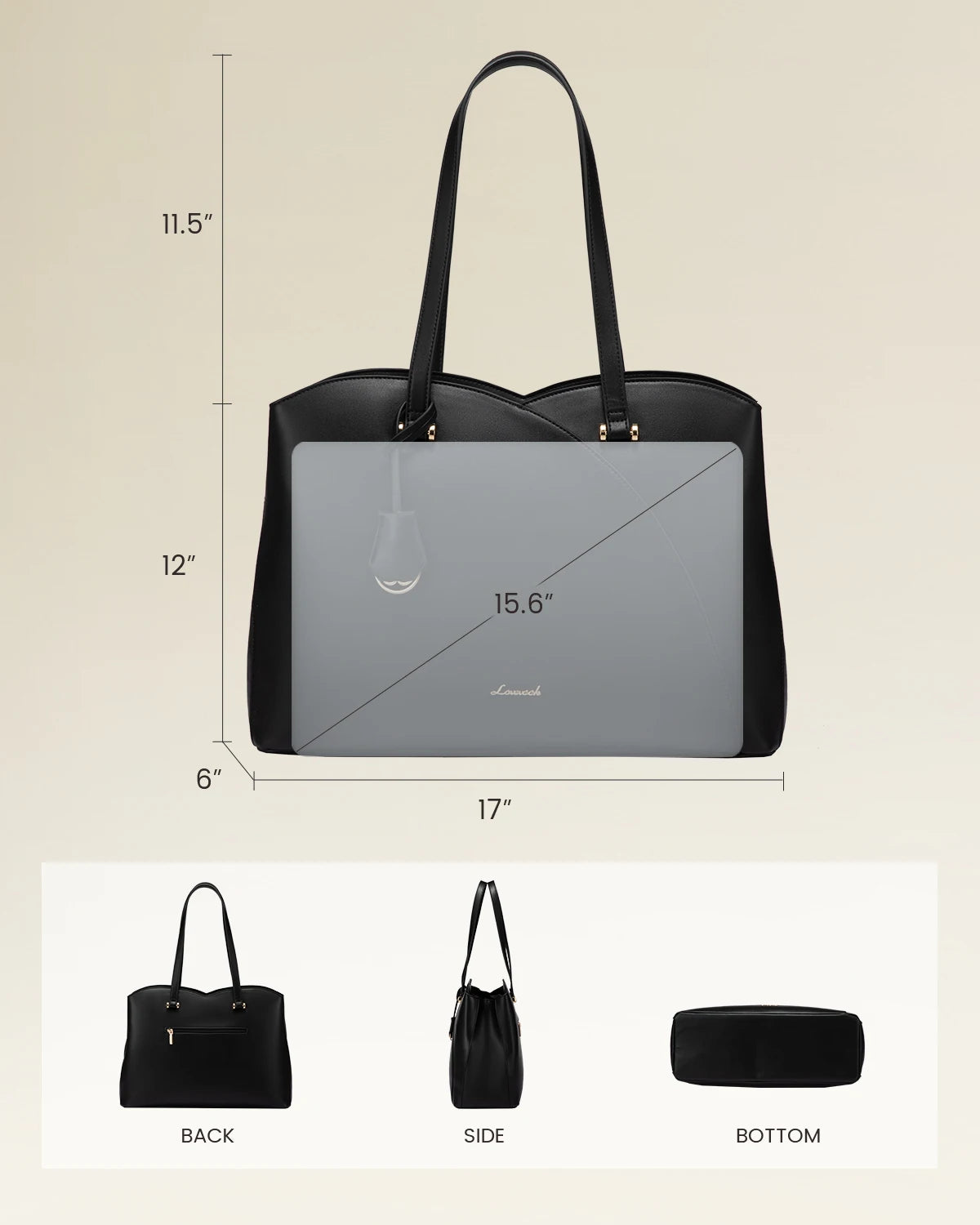 JMT-890250 Trendy 15.6in PU Shoulder Bag for Women - Stylish Luxury Tote Handbag