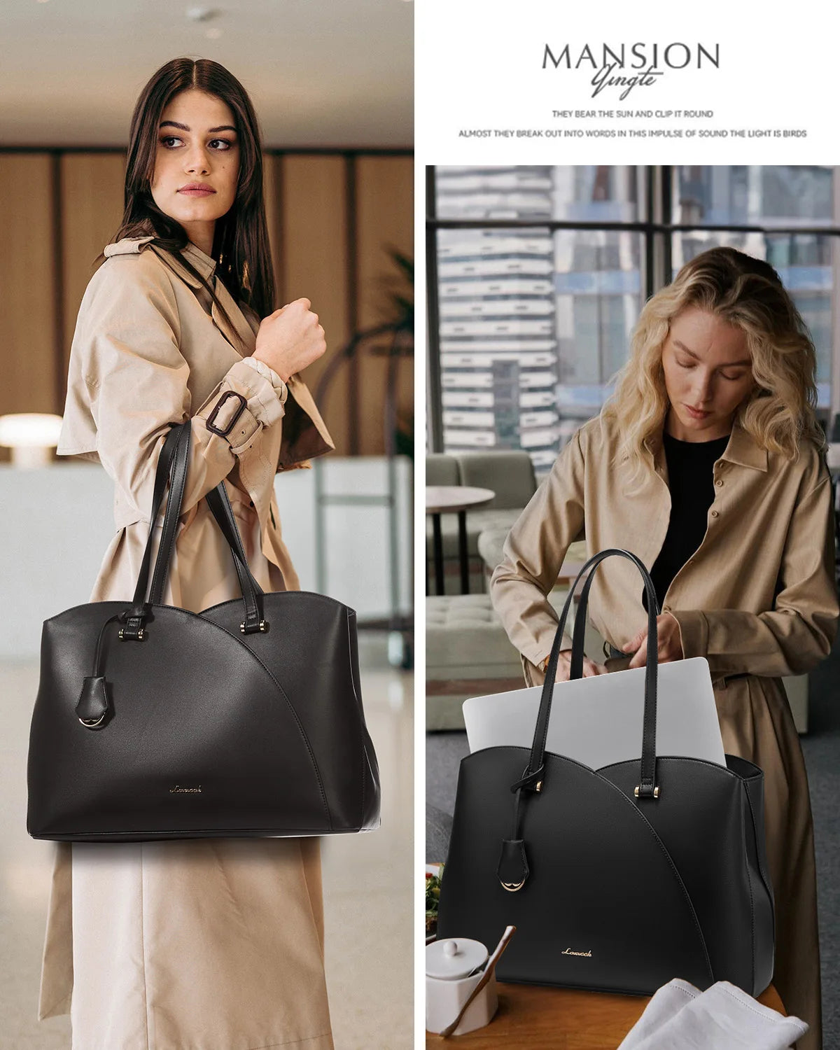 JMT-890250 Trendy 15.6in PU Shoulder Bag for Women - Stylish Luxury Tote Handbag