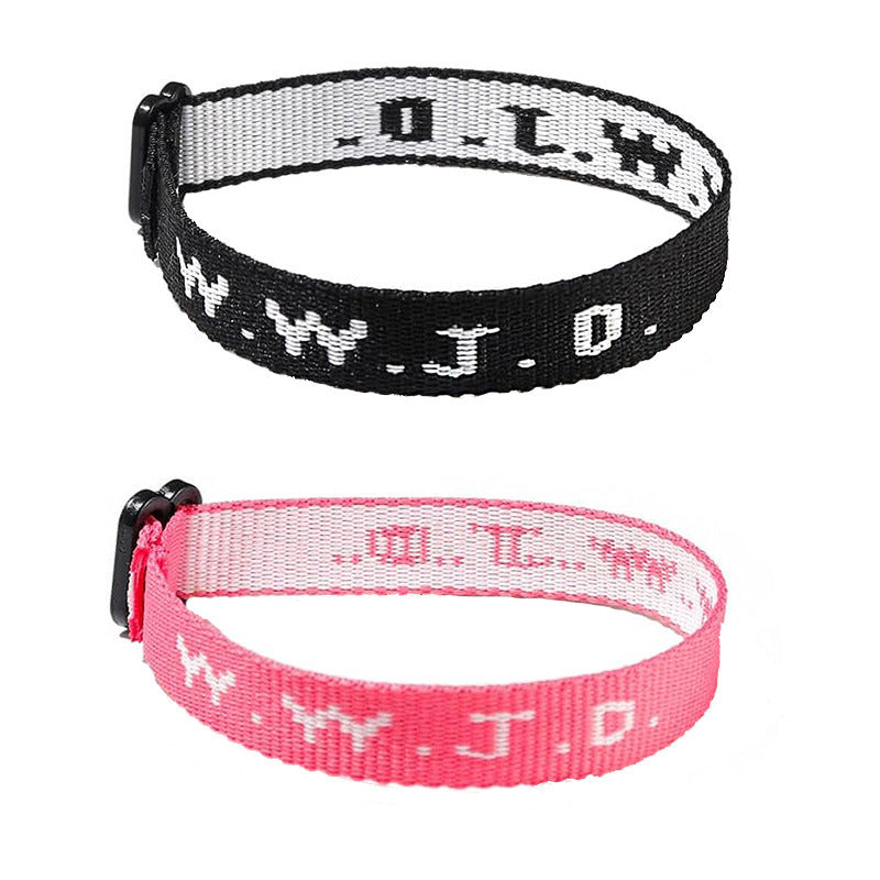JMT-890250 Unisex Adjustable Jacquard Printed Nylon Wrist Strap Bracelet in Various Colors