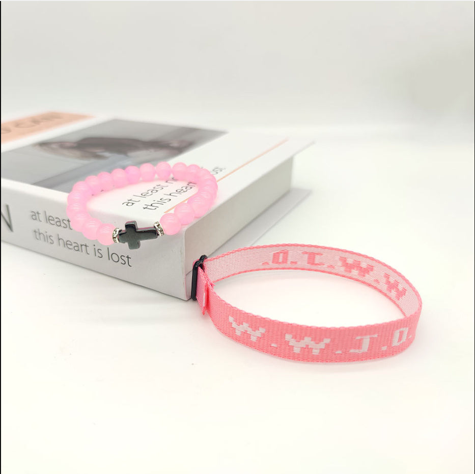 JMT-890250 Unisex Adjustable Jacquard Printed Nylon Wrist Strap Bracelet in Various Colors