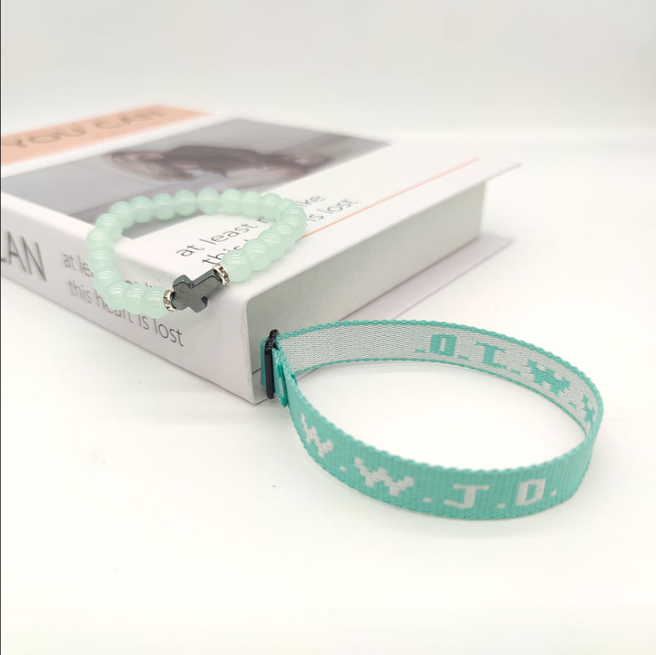 JMT-890250 Unisex Adjustable Jacquard Printed Nylon Wrist Strap Bracelet in Various Colors