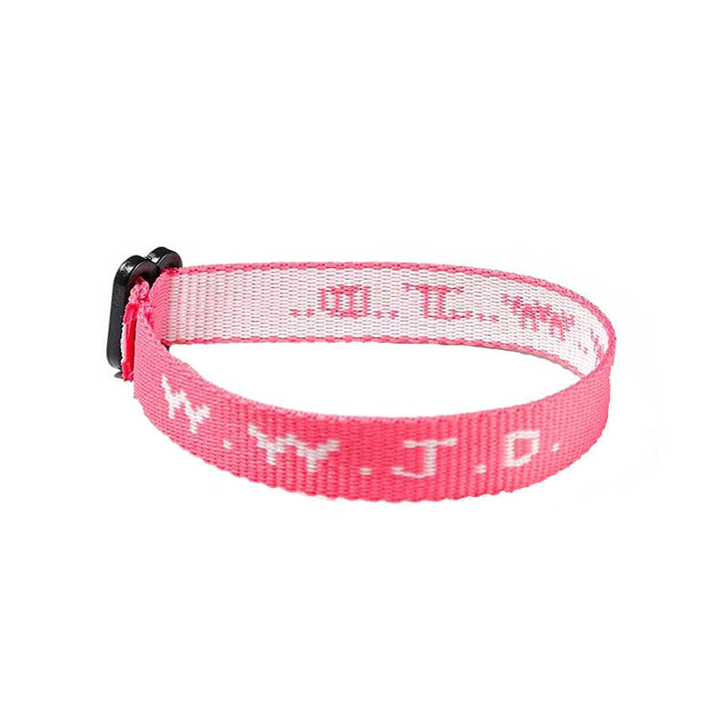 JMT-890250 Unisex Adjustable Jacquard Printed Nylon Wrist Strap Bracelet in Various Colors