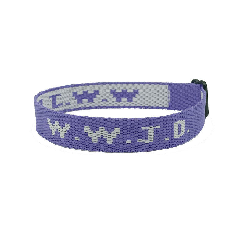 JMT-890250 Unisex Adjustable Jacquard Printed Nylon Wrist Strap Bracelet in Various Colors