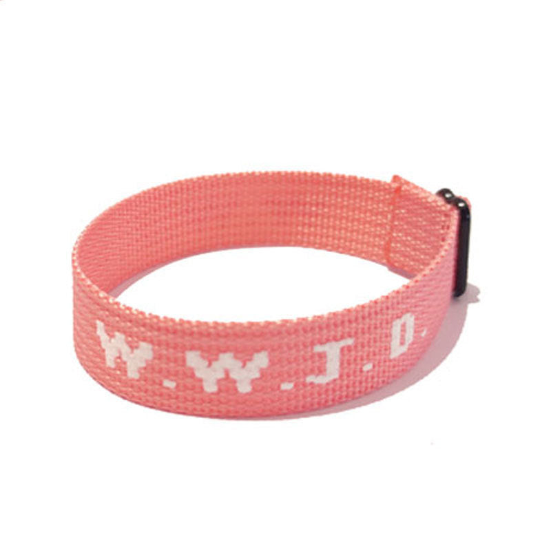 JMT-890250 Unisex Adjustable Jacquard Printed Nylon Wrist Strap Bracelet in Various Colors