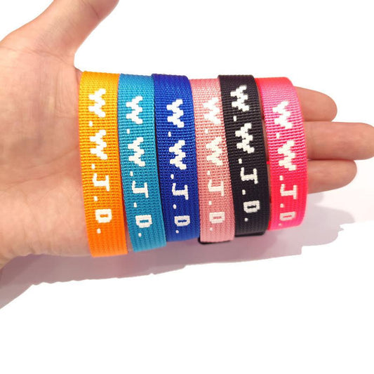 JMT-890250 Unisex Adjustable Jacquard Printed Nylon Wrist Strap Bracelet in Various Colors